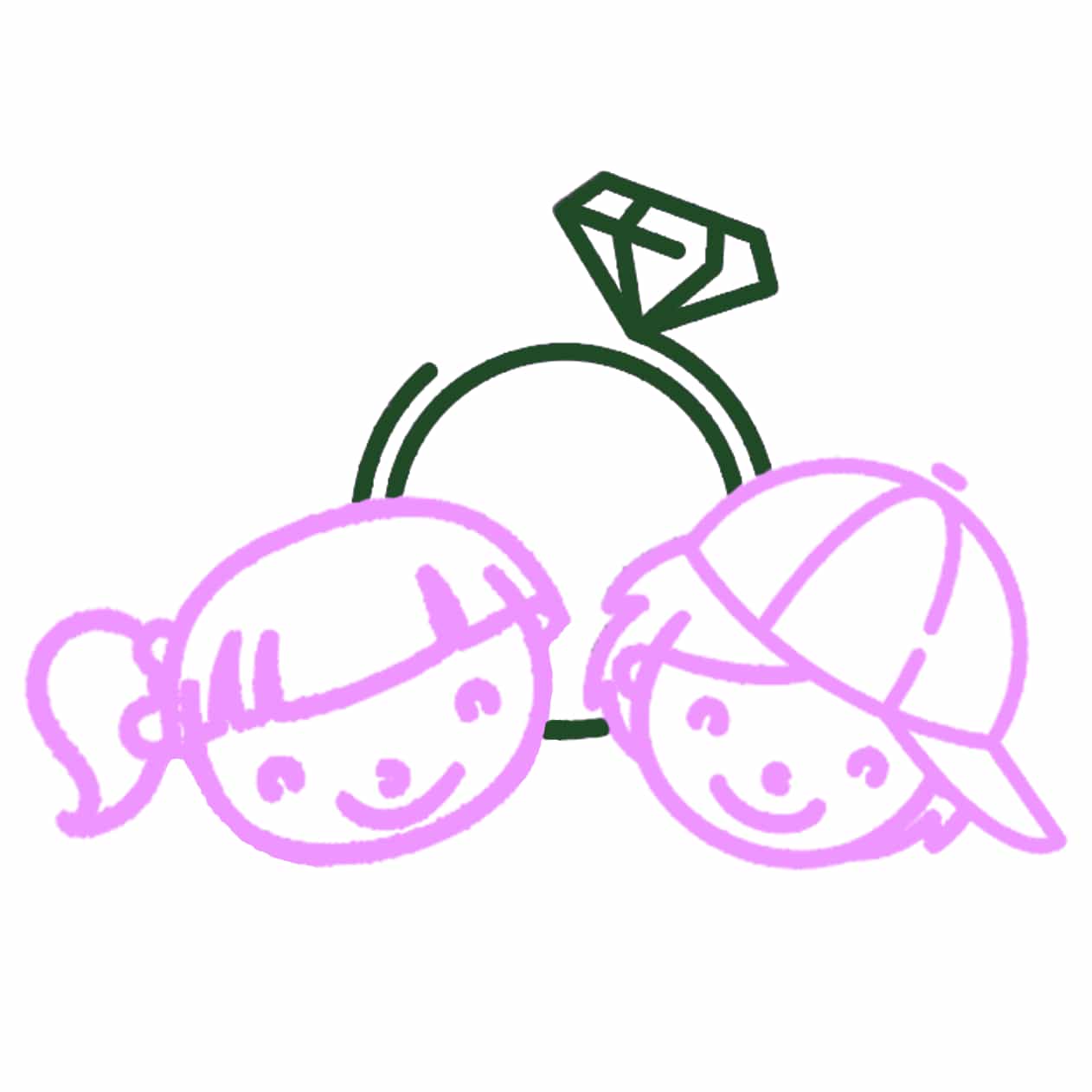 Icona logo Mamma si sposa verde e rosa senza scritte